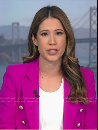 Deirdre’s pink double breasted blazer on NBC News Daily