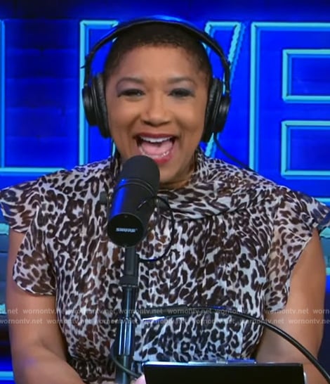 Deja Vu’s animal print mini dress on Live with Kelly and Mark