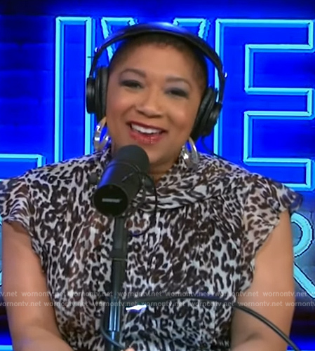 Deja Vu’s animal print mini dress on Live with Kelly and Mark
