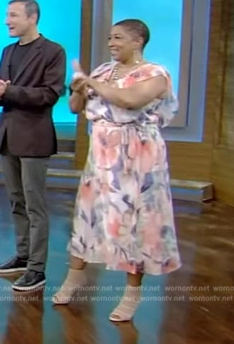 Deja Vu’s floral ruffle dress on Live with Kelly and Ryan