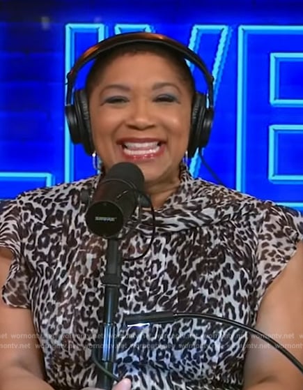 Deja Vu’s animal print mini dress on Live with Kelly and Mark