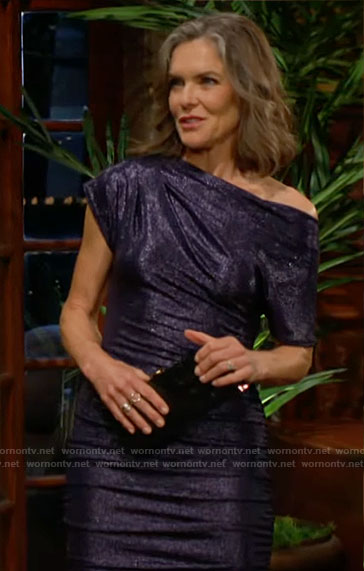 Diane’s metallic navy blue dress on The Young and the Restless