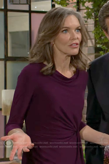 Diane’s purple cowl neck dress on The Young and the Restless