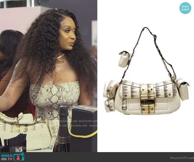 Dior Columbus cloth handbag worn by Marlo Hampton on The Real Housewives of Atlanta