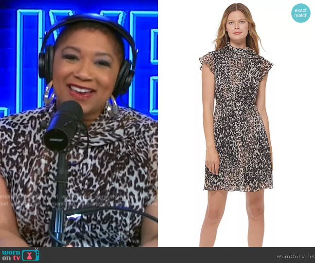 DKNY Flutter-Sleeve Mock Neck Dress worn by Deja Vu on Live with Kelly and Mark
