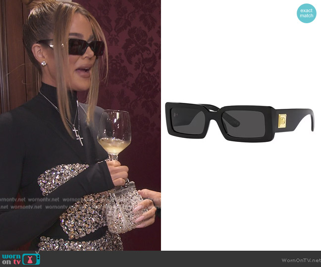 Dolce and Gabbana 53mm Rectangle Sunglasses worn by Khloe Kardashian (Khloe Kardashian) on The Kardashians