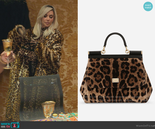 Dolce and Gabbana Kim x Sicily Bag in Leopard Print worn by Kim Kardashian (Kim Kardashian) on The Kardashians