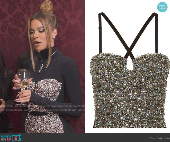 Dolce and Gabbana Crystal Embellished Bustier Top worn by Khloe Kardashian (Khloe Kardashian) on The Kardashians