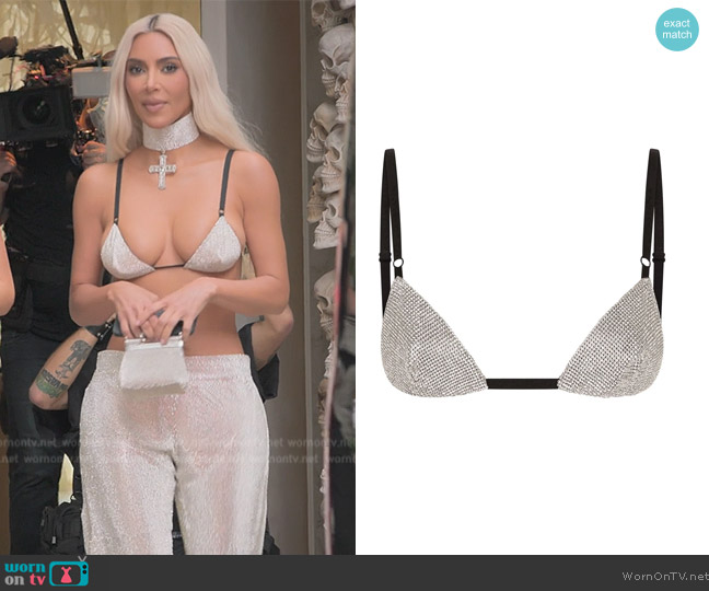 Dolce and Gabbana Crystal-embellished triangle bra worn by Kim Kardashian (Kim Kardashian) on The Kardashians