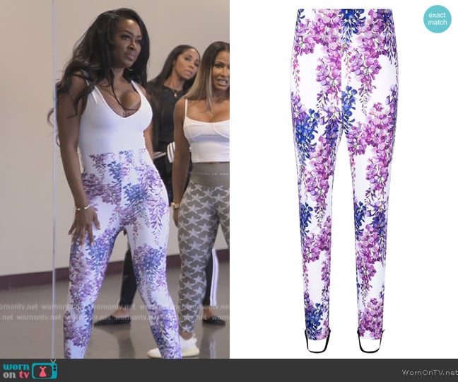 Dolce & Gabbana Floral print stirrup leggings worn by Kenya Moore on The Real Housewives of Atlanta