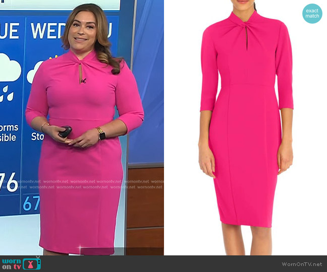 Donna Morgan Twisted Keyhole Sheath Dress worn by Violeta Yas on NBC News Daily