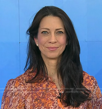 Dr. Natalie Azar’s orange abstract print blouse on Today