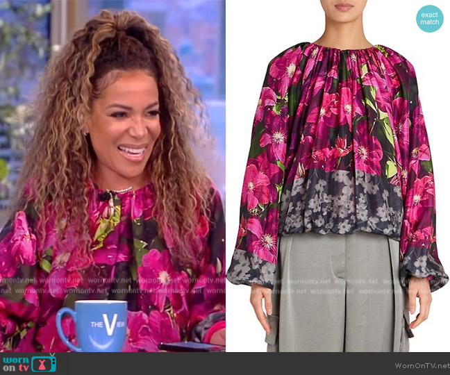Dries Van Noten Heras Floral Blouse worn by Sunny Hostin on The View