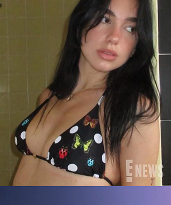 Dua Lipa’s black polka dot bikini on E! News