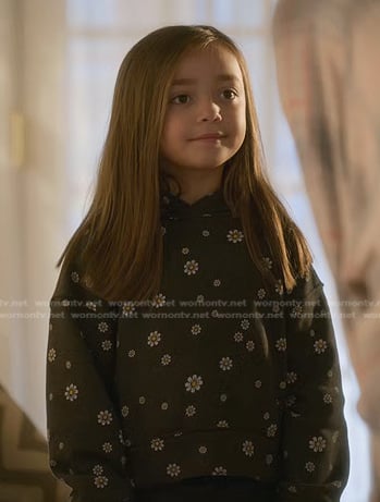 Eden’s dark grey floral hoodie on Manifest