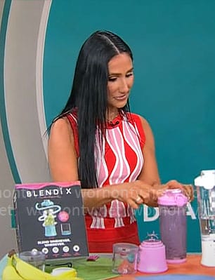 Elizabeth Werner’s red wavy top on CBS Mornings