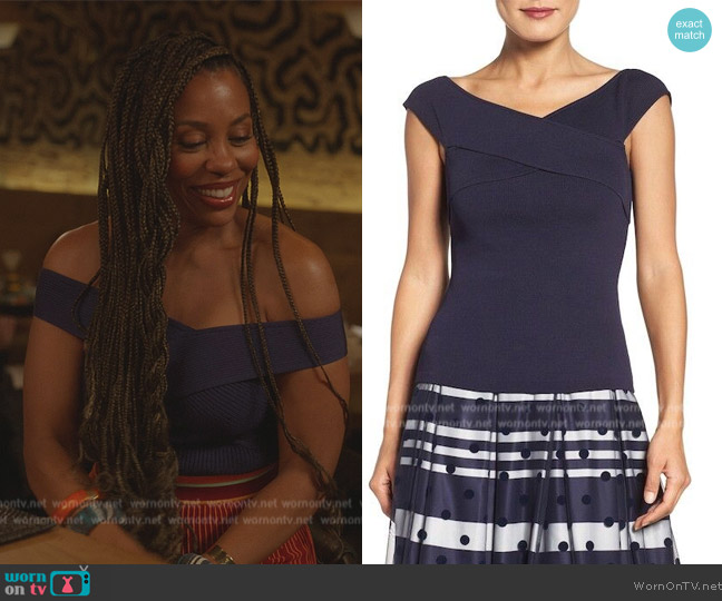 Eliza J Cross Over Top worn by Dr. Nya Wallace (Karen Pittman) on And Just Like That