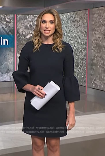 Ellison Barber’s black bell sleeve dress on NBC News Daily