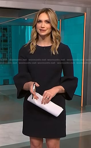 Ellison Barber’s black bell sleeve dress on NBC News Daily