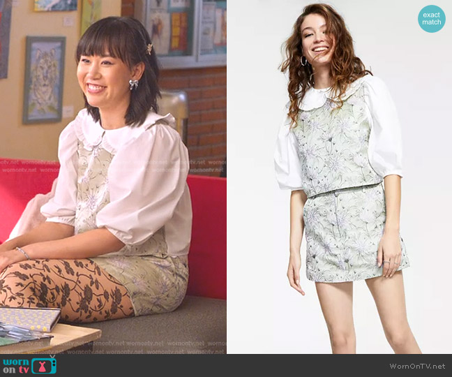 En Saison Talita Mixed-Media Top worn by Eleanor Wong (Ramona Young) on Never Have I Ever