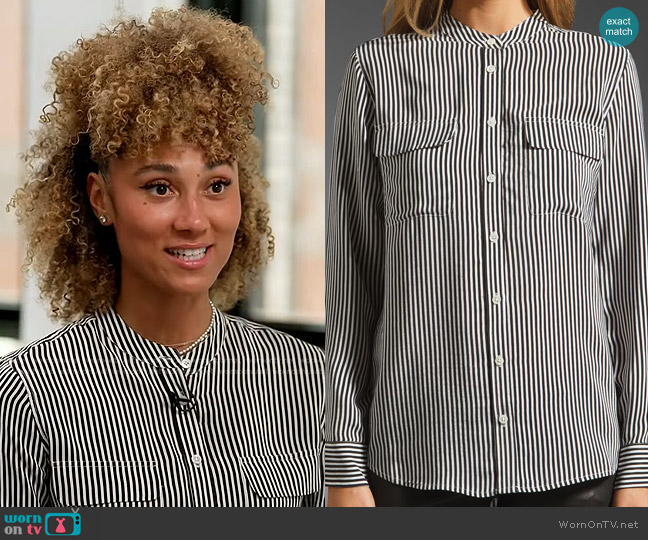 Equipment Collarless Slim Signature Daphne Stripe Blouse worn by Ally Love on Today