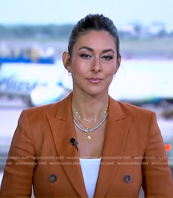 Erielle’s orange double breasted blazer on Good Morning America