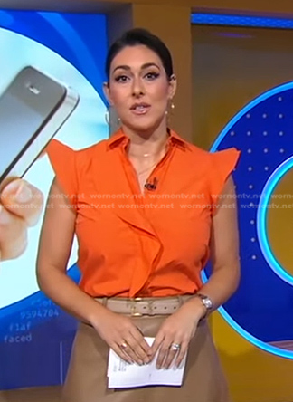 Erielle’s orange ruffle blouse on Good Morning America