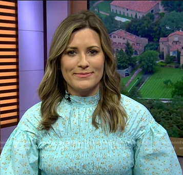 Erin McLaughlin’s blue floral smocked blouse on Today