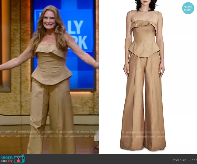Et Ochs Hudson Corset Bustier Wide Leg Jumpsuit worn by Brook Shields on Live with Kelly and Mark