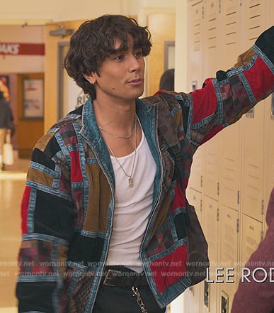 Ethan’s patchwork denim jacket on Never Have I Ever