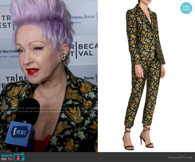 Etro Bird Jacquard Jacket worn by Cyndi Lauper on E! News