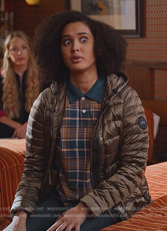 Fabiola’s brown puffer jacket on Never Have I Ever