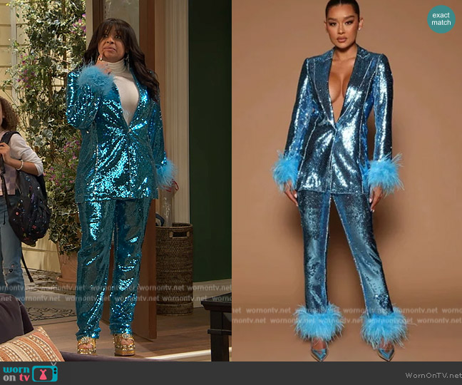 Fashion Nova Sequin Suit worn by Raven Baxter (Raven-Symoné) on Ravens Home
