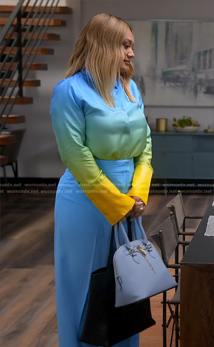 Fatima’s blue and yellow ombre blouse on Tyler Perrys Sistas