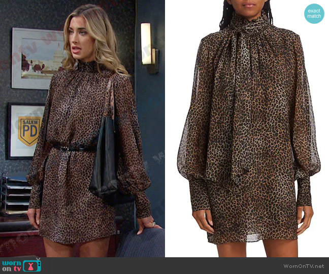 Frame Leopard Mini Dress worn by Sloan Peterson (Jessica Serfaty) on Days of our Lives