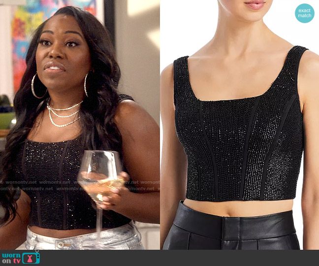 Frame Beaded Corset Top worn by Harper (Laci Mosley) on iCarly
