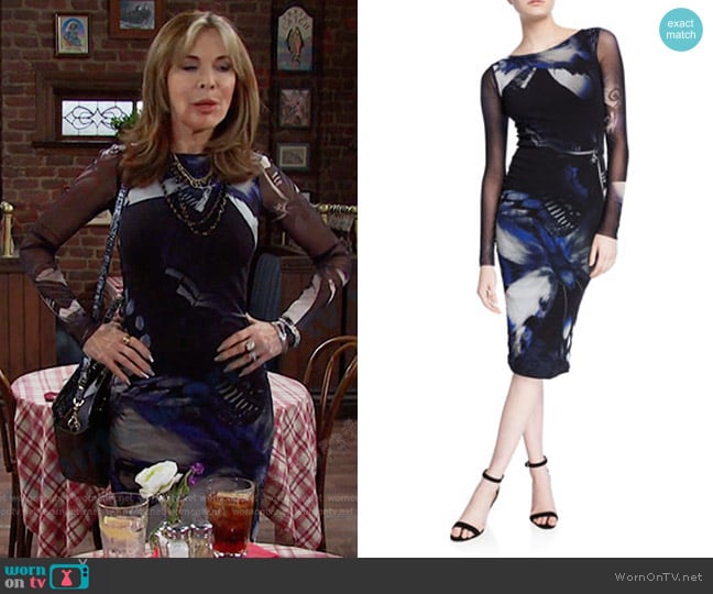Fuzzi Butterfly Long-Sleeve Fitted Knee-Length Dress worn by Kate Roberts (Lauren Koslow) on Days of our Lives