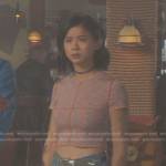 George’s pink space dye cropped tee on Nancy Drew