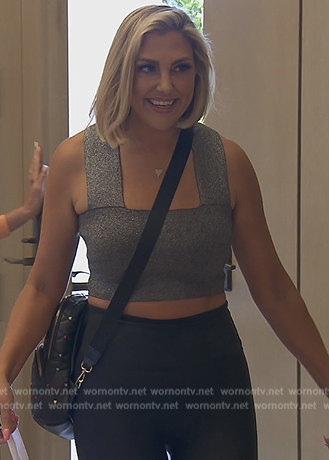 Gina’s gray metallic square neck tank on The Real Housewives of Orange County
