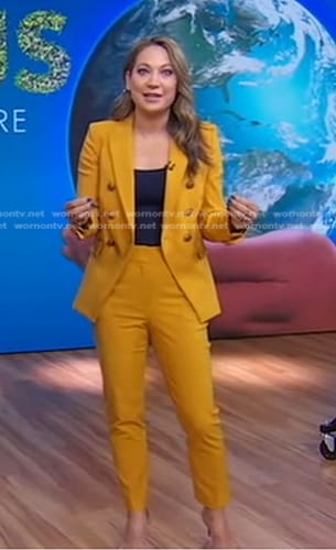 Ginger’s yellow blazer and pant suit on Good Morning America