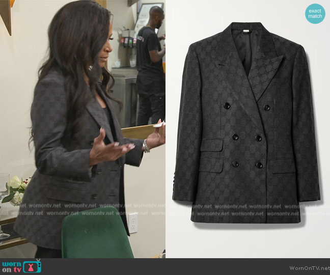 Gucci Double-breasted wool-jacquard blazer worn by Sheree Whitefield on The Real Housewives of Atlanta