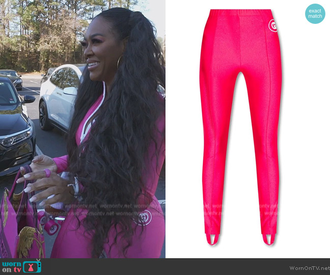 Gucci Interlock G Logo Print Stirrup Cuff Leggings worn by Kenya Moore on The Real Housewives of Atlanta