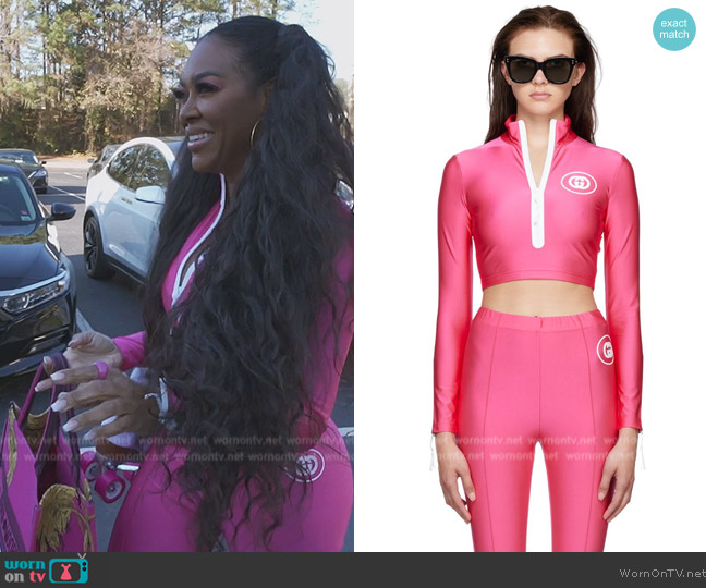 Gucci Pink Cropped Sport Top worn by Kenya Moore on The Real Housewives of Atlanta