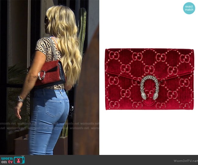 Gucci Velvet and Calfskin Leather Dionysus Bag worn by Jennifer Pedranti on The Real Housewives of Orange County