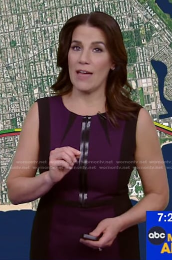 Heather’s black and purple colorblock dress on Good Morning America