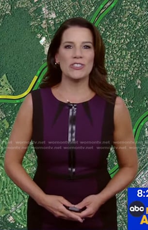 Heather’s black and purple colorblock dress on Good Morning America