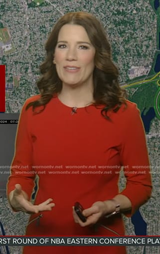 Heather’s red zip pocket dress on Good Morning America