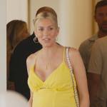 Heather’s yellow cutout textured dress on Selling Sunset