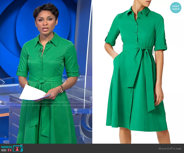 Hobbs London Tyra Shirt Dress worn by Jericka Duncan on CBS Evening News