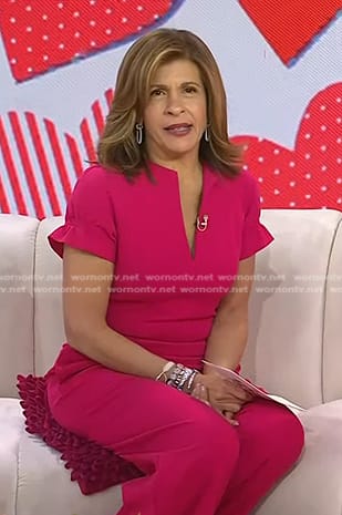 Hoda’s pink short sleeve jumpsuit on Today